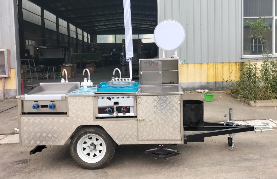 outdoor hot dog cart with refrigerator